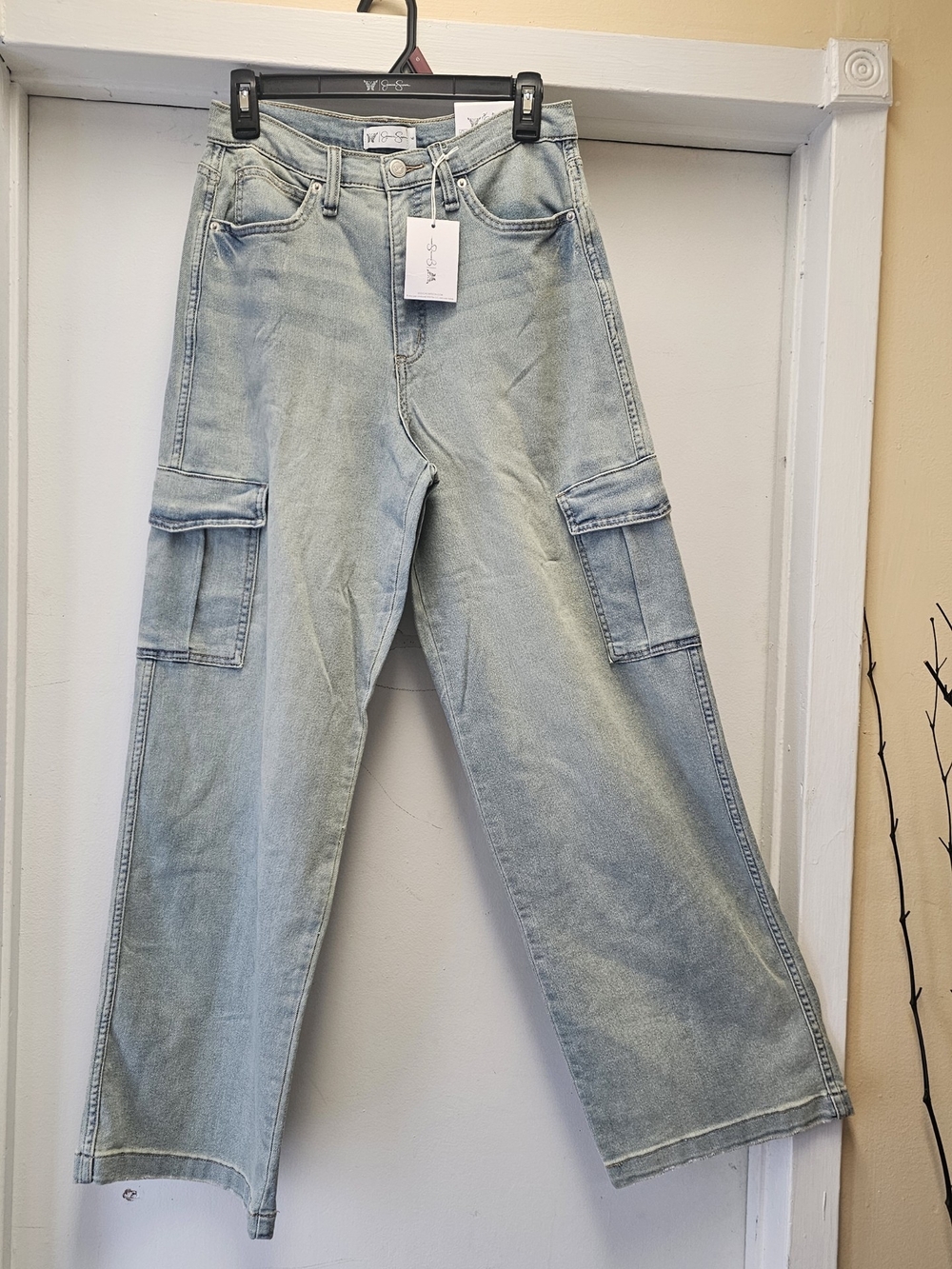 Jessica Simpson Women's Cargo Wide Leg High Rise Jeans